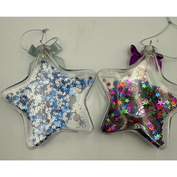 2 Disney Christmas Star Ornaments Mickey Mouse Tigger Glitter Filled 4" Tall - Picture 4 of 8